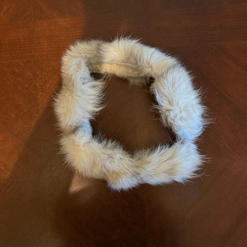 Vintage Cream Fur Collar Neck Warmer With Hook & Eye Closure